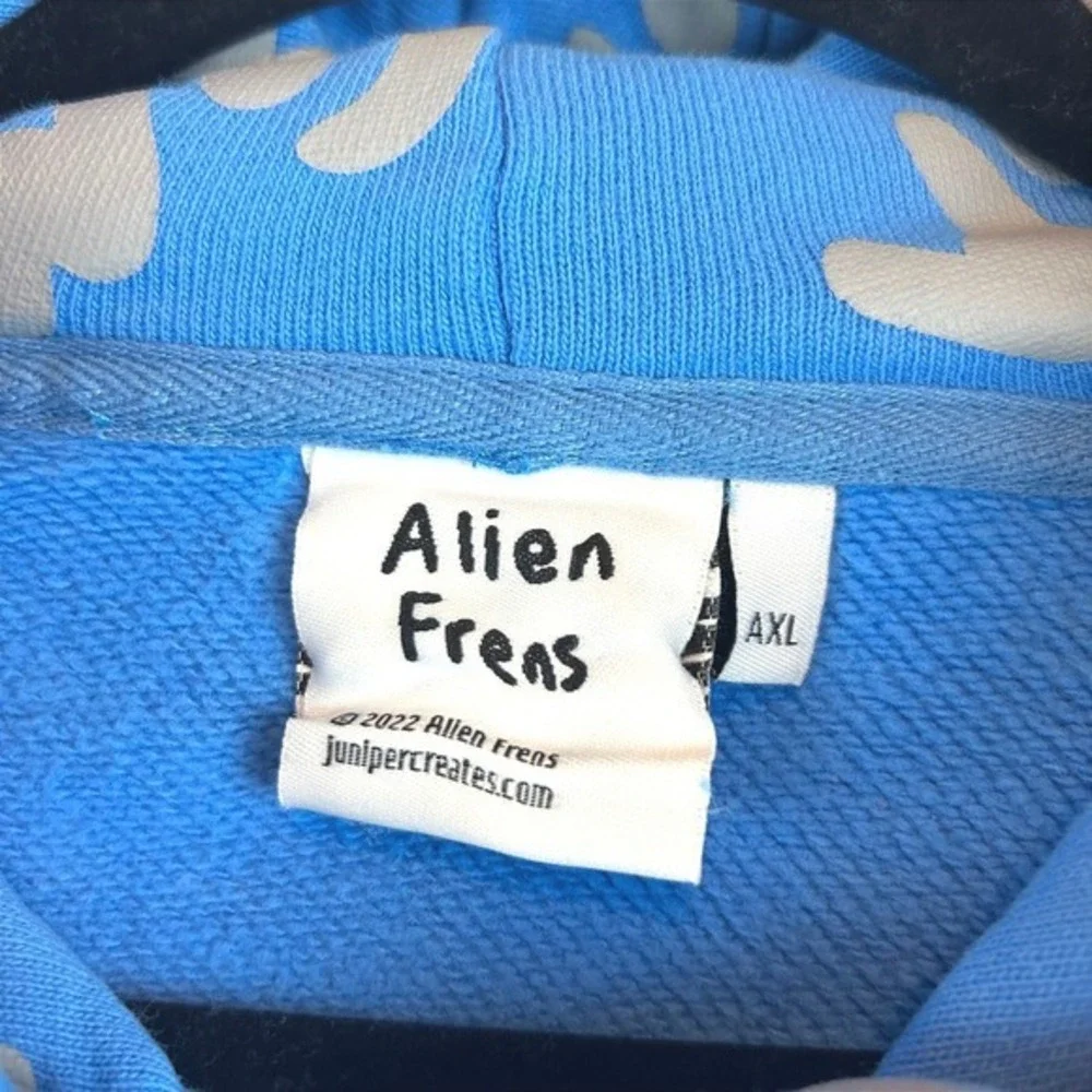 Alien Frens GM‎ Blue All Over Print Hoodie Mens XXL 100% Cotton Streetwear